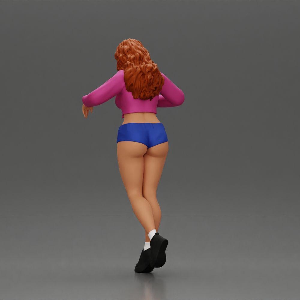 Diorama modélisme photo produit 4 : Figurine diorama féminine en mini-jupe et shorts, debout au bord des escaliers (Ref Nr. A73)