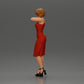Diorama modélisme photo produit 4 : Figurine diorama féminine en mini-robe, cheveux courts, main sur le cou, collier (Ref Nr. A99)