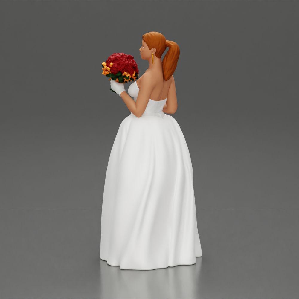 Diorama modélisme photo produit 5 : Figurine diorama : Miniature mariée en robe blanche longue avec bouquet de fleurs (Ref Nr. A132)