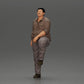 Diorama modélisme photo produit 5 : Figurine : homme asiatique corpulent, regardant en haut, en chemise, pied sur une marche (Ref Nr. A101)