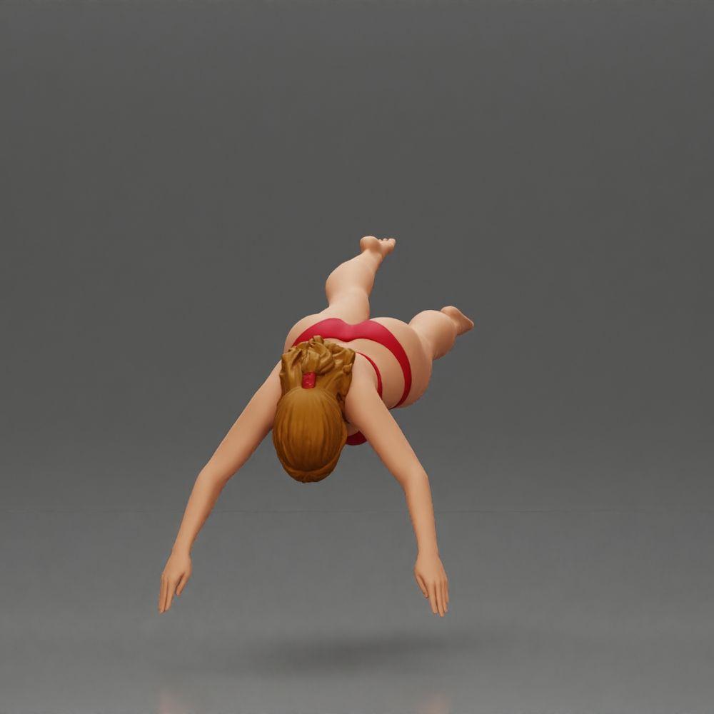 Diorama modélisme photo produit 5 : Miniature diorama : Femme en bikini rouge, pose de plongée/saut élégante (Ref Nr. A137)