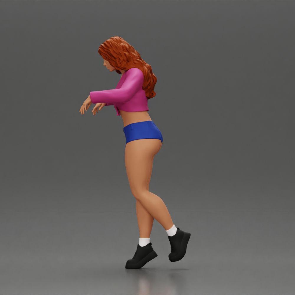 Diorama modélisme photo produit 5 : Figurine diorama féminine en mini-jupe et shorts, debout au bord des escaliers (Ref Nr. A73)