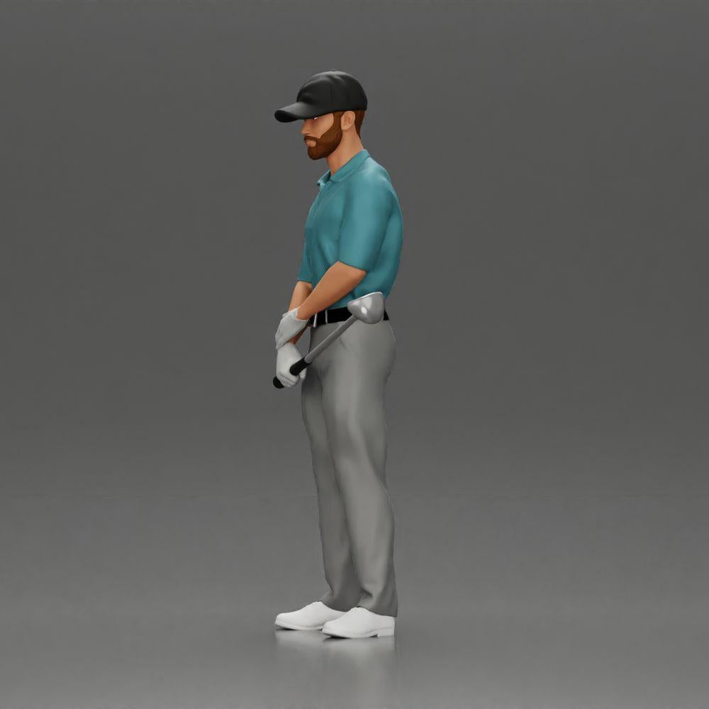 Diorama modélisme photo produit 5 : Figurine diorama : Miniature golfeur debout avec casquette, gant et club de golf - Figurine diorama (Ref Nr. A143)