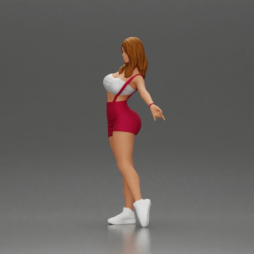 Diorama Modélisme Photo Produit 5 : Figurine de diorama : femme dynamique en tenue de sport rouge, pose debout, baskets (Ref Nr. A124)