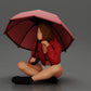 Diorama Modélisme Photo de produit 5 : Miniature diorama : Femme assise en veste et shorts avec parapluie ouvert (Ref Nr. A85)