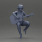 Diorama modélisme photo produit 6 : Miniature : Femme à cheveux courts jouant de la guitare acoustique, collier, sandales à lanières (Ref Nr. A128)