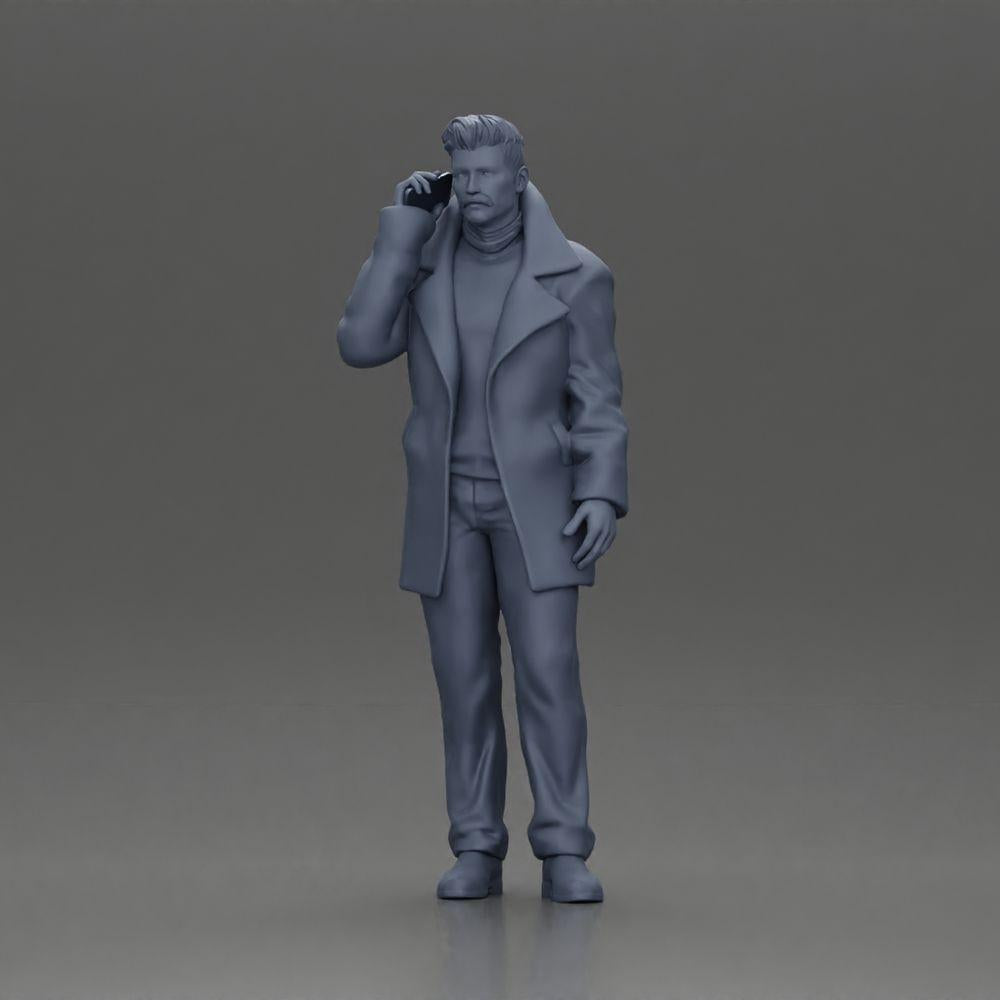 Diorama modélisme photo produit 6 : Figurine de diorama - homme turc en manteau avec col roulé, en train de téléphoner (Ref Nr. A78)