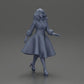 Diorama Modélisme Photo Produit 6 : Figurine Diorama : Miniature Femme en Robe Rouge avec Fourrure en Pose de Marche - Diorama (Ref Nr. A117)