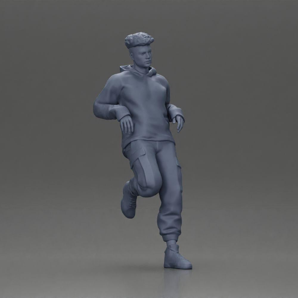 Diorama modélisme photo produit 6 : Figurine : Homme avec sweat à capuche et pantalon cargo, pose décontractée.