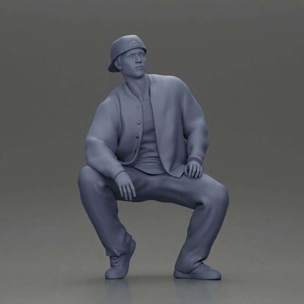 Diorama modélisme photo produit 6 : Figurine diorama : Homme hip-hop assis avec veste, casquette et baskets (Ref Nr. A62)