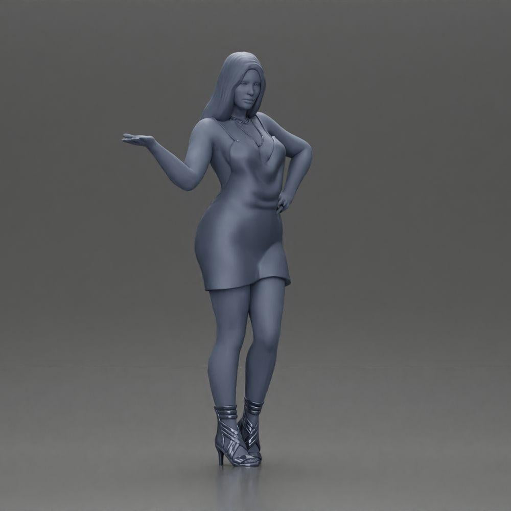 Diorama modélisme photo produit 7 : Figurine de diorama : femme élégante en robe courte, main tendue, collier (Ref Nr. A118)