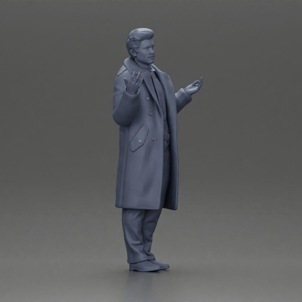 Diorama Modélisme Photo de produit 7 : Figurine de diorama : Détective de police en manteau, debout avec les mains ouvertes (Ref Nr. A63)