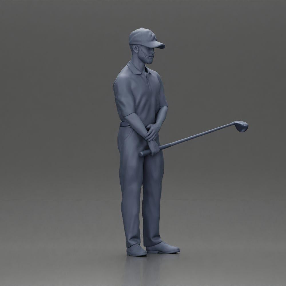 Diorama modélisme photo produit 7 : Figurine diorama : Miniature golfeur debout avec casquette, gant et club de golf - Figurine diorama (Ref Nr. A143)