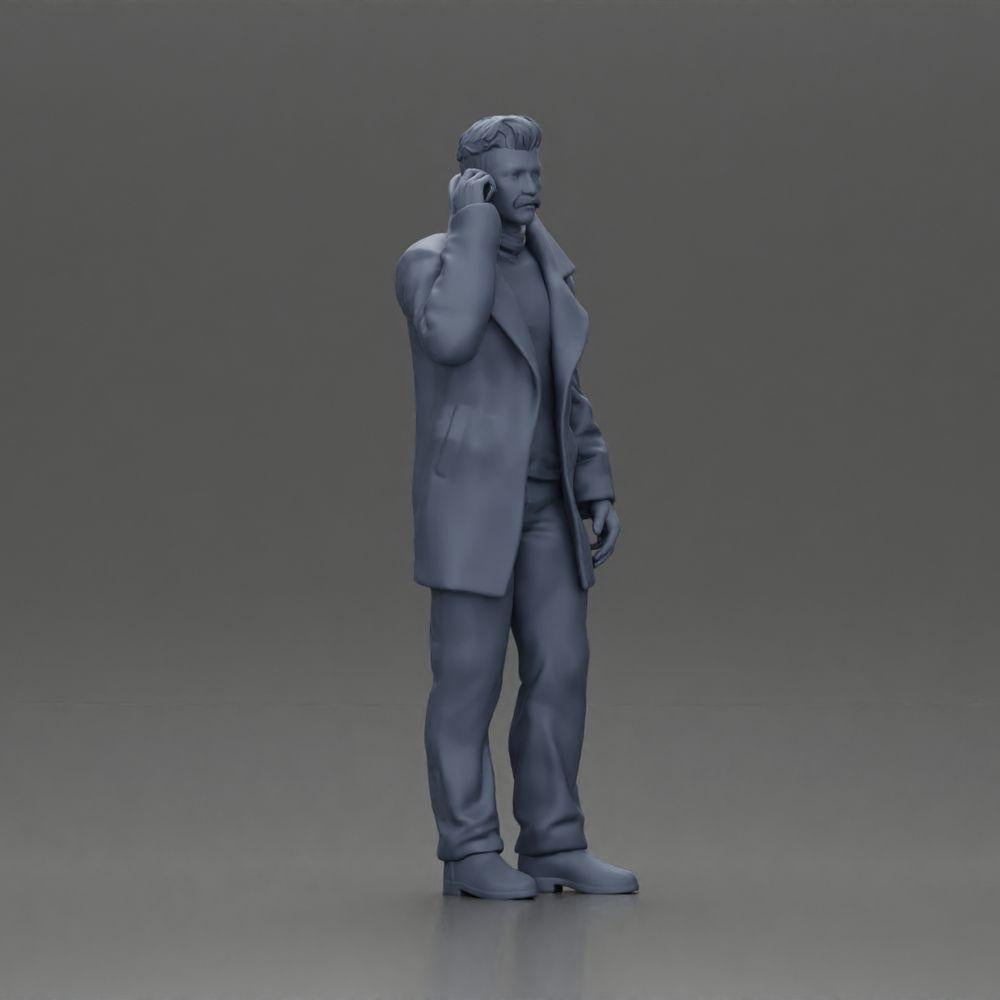 Diorama modélisme photo de produit 7 : Figurine de diorama - homme turc en manteau avec col roulé, en train de téléphoner (Ref Nr. A78)