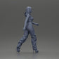 Diorama modélisme photo produit 7 : Figurine diorama : Figurine miniature femme en pose de marche, vert-rouge, top court, pantalon large, escarpins (Ref Nr. A141)