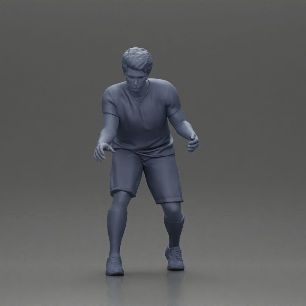 Diorama Modélisme Photo de produit 7 : Miniature diorama : Homme en short jouant au baby-foot, T-shirt et chaussettes hautes (Ref Nr. A71)