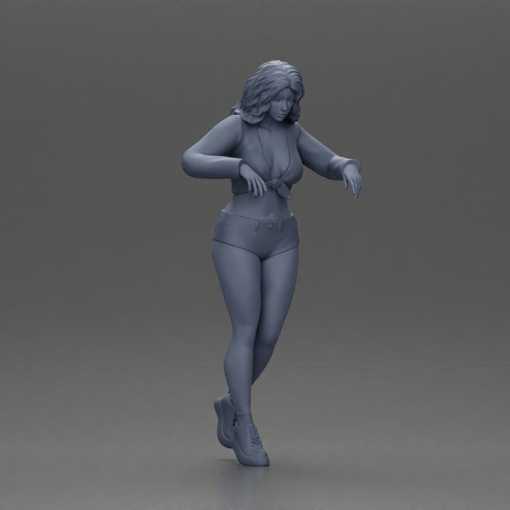 Diorama modélisme photo de produit 7 : Figurine féminine de diorama en mini-jupe et shorts, debout au bord des escaliers (Ref Nr. A73)