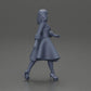 Diorama modélisme photo produit 7 : Figurine diorama : Miniature femme en robe rouge avec garniture en fourrure en pose de marche - Diorama (Ref Nr. A117)