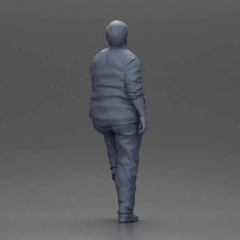 Diorama modélisme photo produit 8 : Figurine : homme asiatique corpulent, regardant en haut, en chemise, pied sur une marche (Ref Nr. A101)
