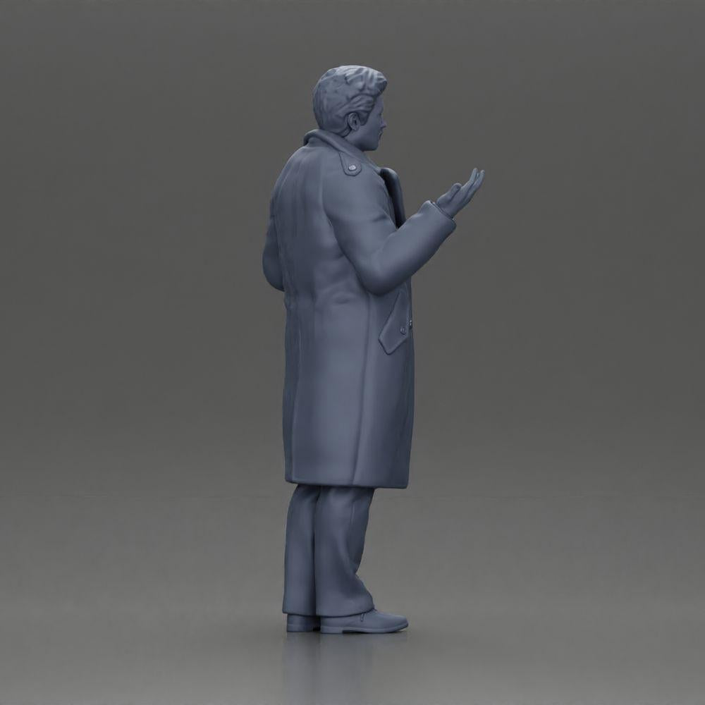 Diorama Modélisme Photo Produit 8 : Figurine de diorama : Détective de police en manteau, debout avec les mains ouvertes (Ref Nr. A63)