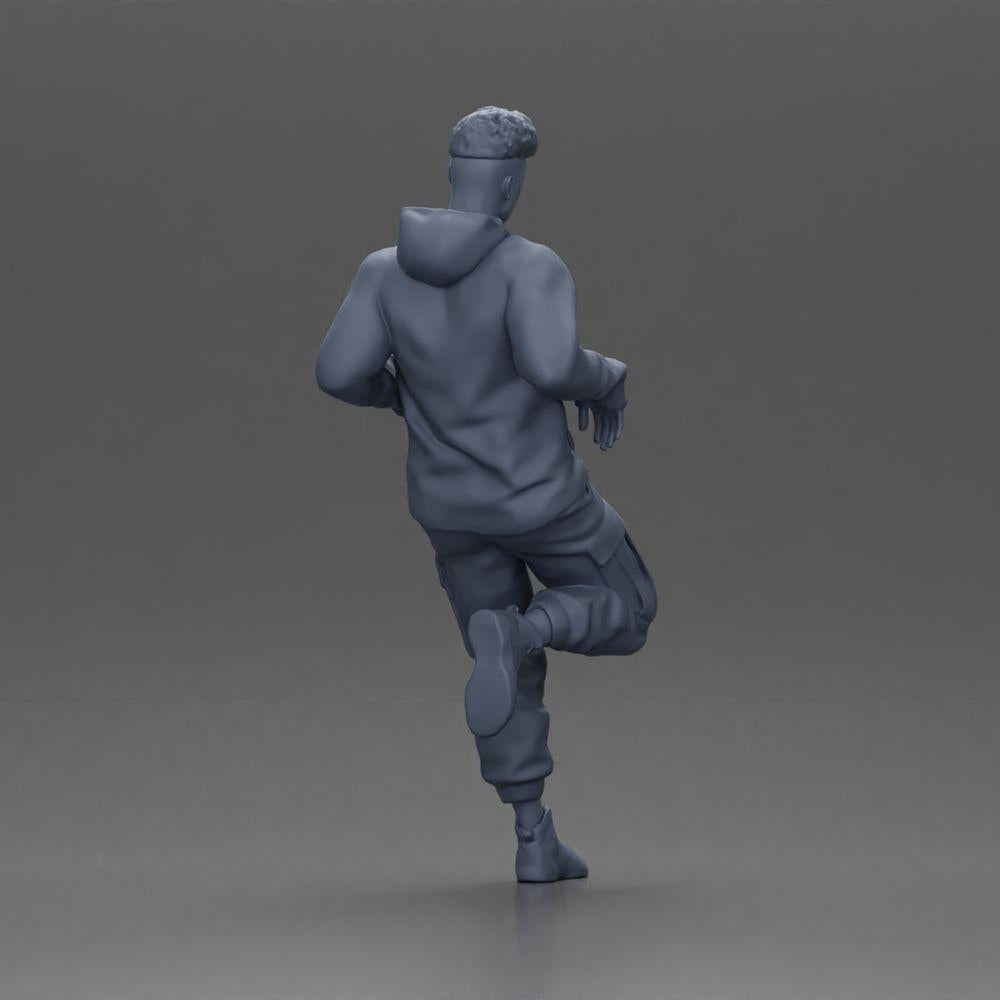 Diorama modélisme photo de produit 8 : Figurine miniature : Homme en sweat à capuche et pantalon cargo, pose décontractée. (Ref Nr. A142)