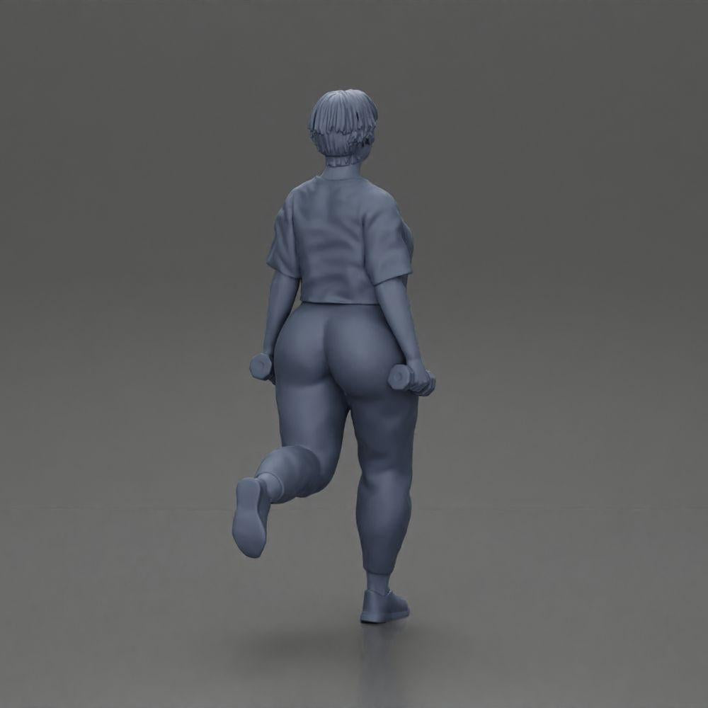 Diorama modélisme photo produit 8 : Figurine diorama : femme musclée en tenue de fitness, exercice sur une jambe avec haltères (Ref Nr. A105)