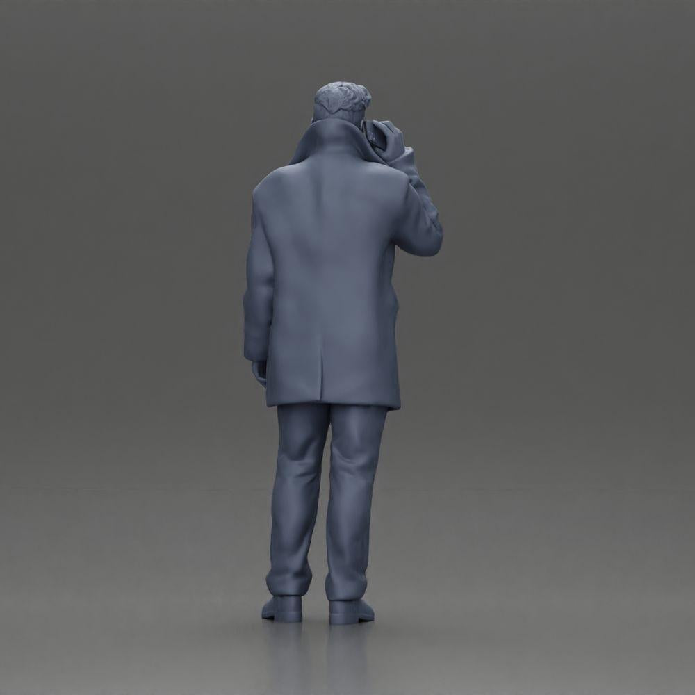 Diorama modélisme photo produit 9 : Figurine de diorama - homme turc en manteau avec col roulé, en train de téléphoner (Ref Nr. A78)