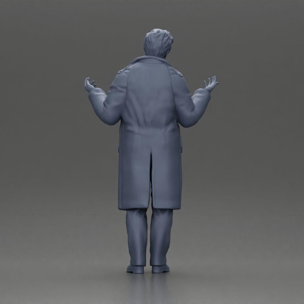 Diorama Modélisme Photo de produit 9 : Figurine de diorama : Détective de police en manteau, debout avec les mains ouvertes (Ref Nr. A63)