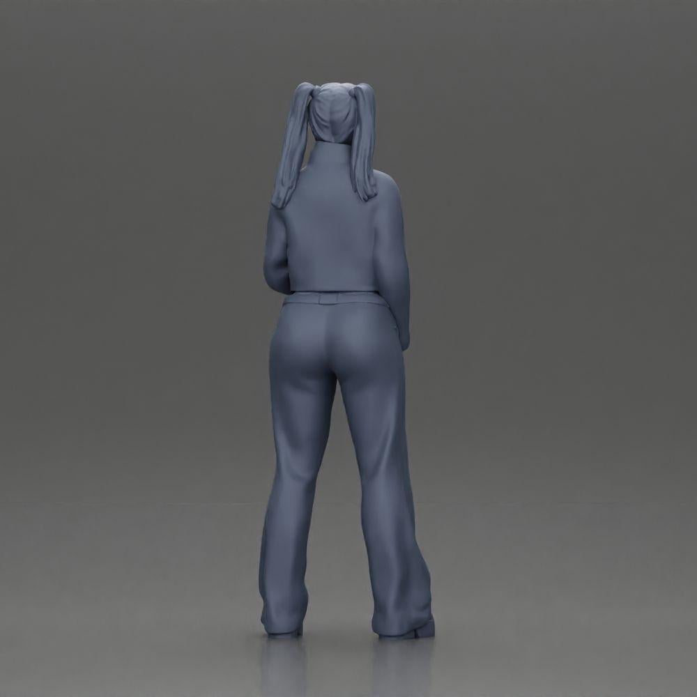 Diorama modélisme photo produit 9 : Miniature diorama : Fille Chola avec tresses, veste, top, ceinture et pantalon évasé (Ref Nr. A79)