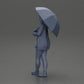 Diorama modélisme photo produit 10 : Figurine féminine de diorama en cardigan ouvert et shorts avec parapluie (Ref Nr. A92)