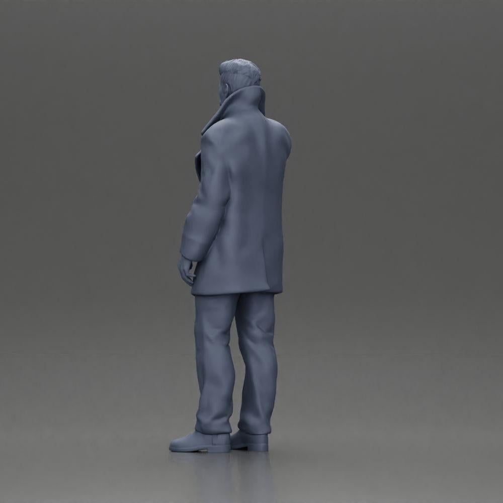 Diorama modélisme photo produit 10 : Figurine diorama - homme turc en manteau avec col roulé, en train de téléphoner (Ref Nr. A78)