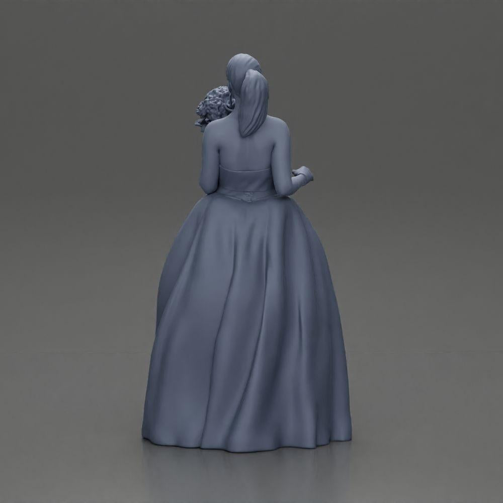 Diorama Modélisme Photo de produit 7 : Figurine de diorama : Miniature mariée en robe blanche longue avec bouquet de fleurs (Ref Nr. A132)