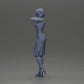 Diorama modélisme photo produit 10 : Figurine diorama féminine en mini-robe, cheveux courts, main au cou, collier (Ref Nr. A99)