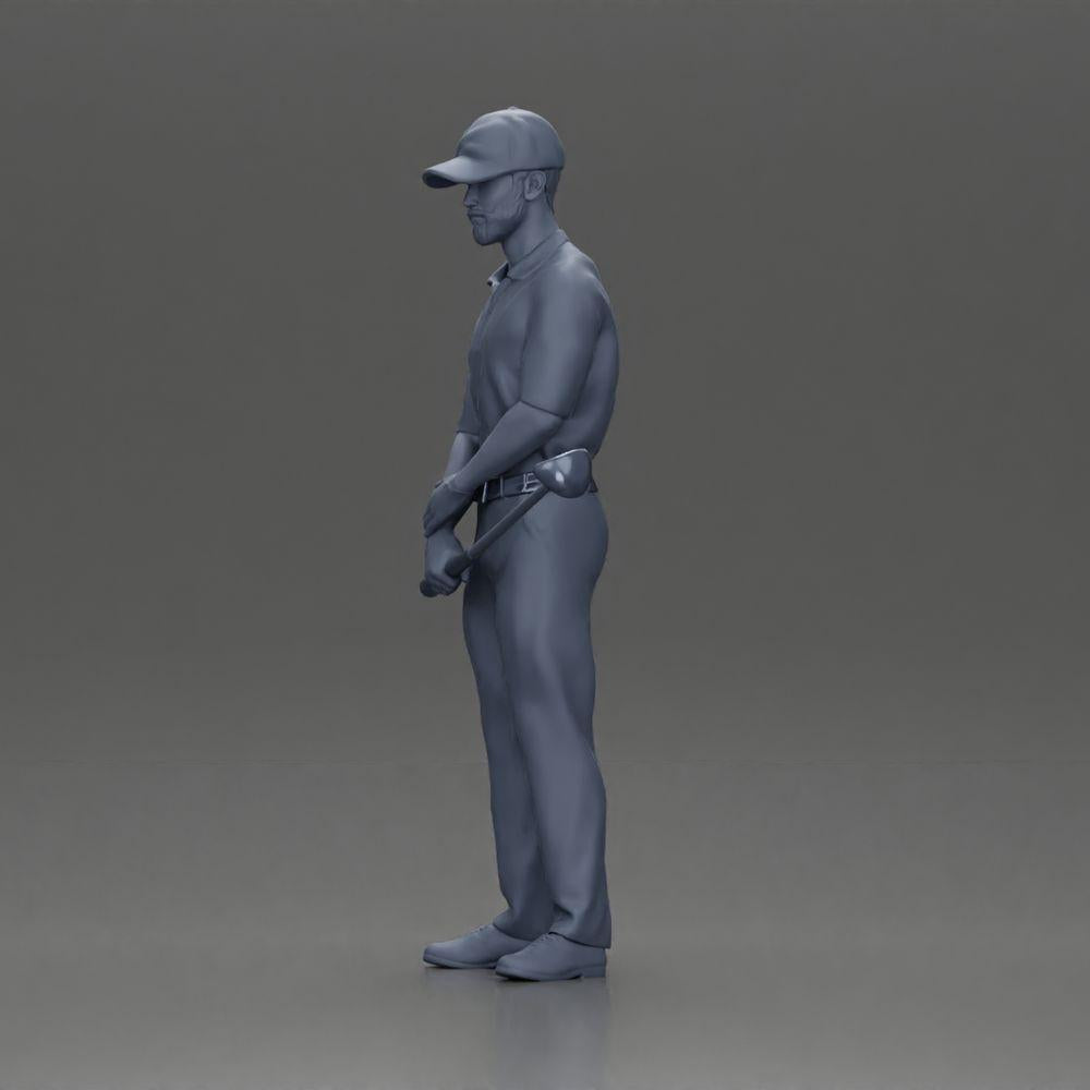 Diorama Modélisme Photo Produit 11 : Figurine Diorama : Miniature Golfeur debout avec casquette, gant et club de golf - Figurine de diorama (Ref Nr. A143)
