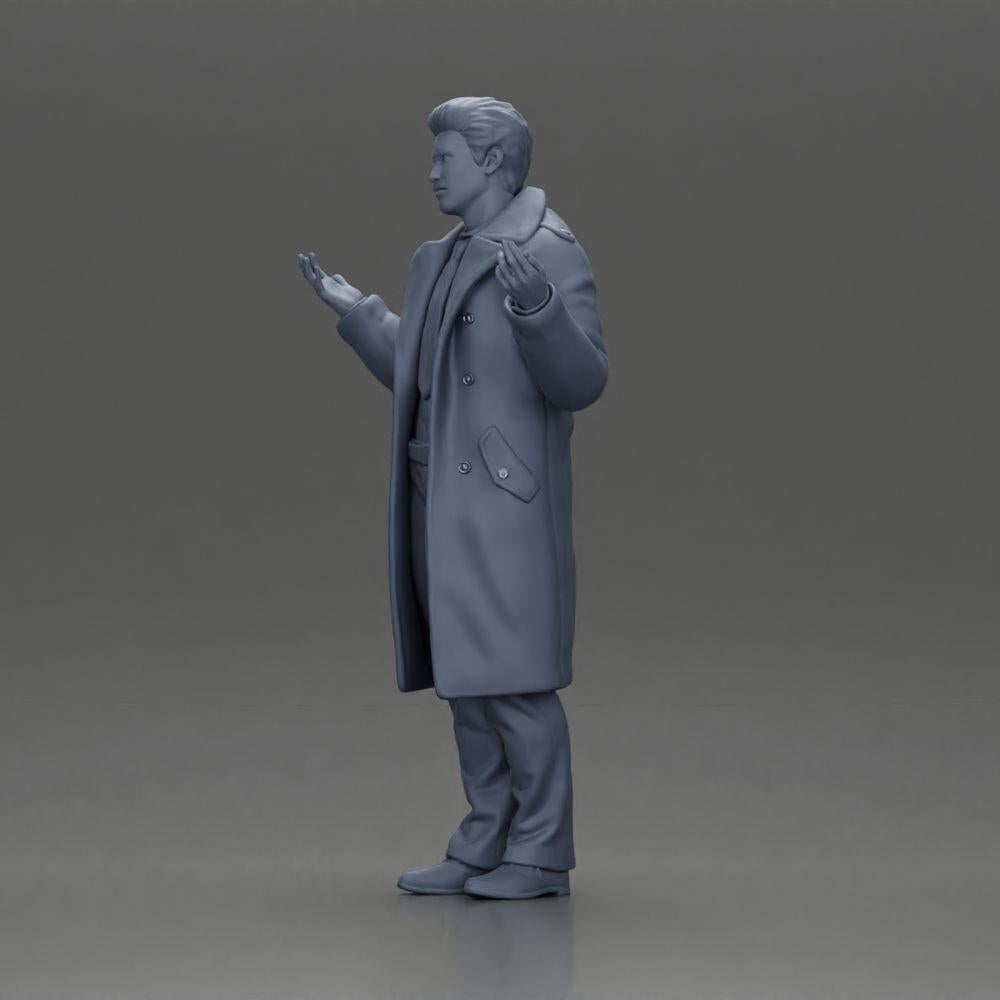 Diorama Modélisme Photo de produit 11 : Figurine de diorama : Détective de police en manteau, debout avec les mains ouvertes (Ref Nr. A63)