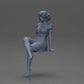 Diorama Modélisme Photo de Produit 11 : Figurine Miniature : Femme Assise en Robe, Pieds Nus, Cheveux Courts au Vent (Ref Nr. A95)