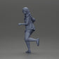 Diorama modélisme photo produit 11 : Figurine diorama : Jeune femme en train de courir avec une chemise ouverte et un short, déterminée (Ref Nr. A102)