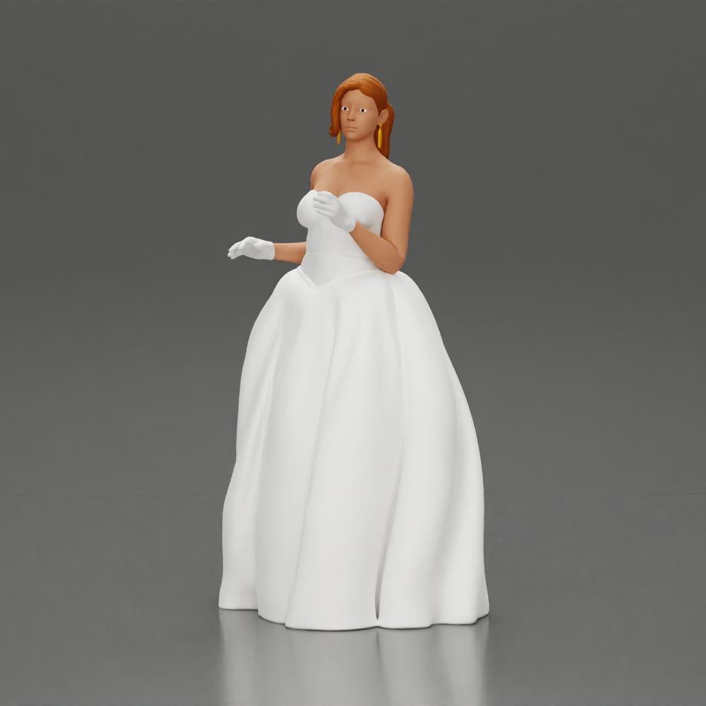 Diorama Modélisme Photo Produit 9 : Figurine Diorama : Miniature Mariée en robe blanche longue avec bouquet de fleurs (Ref Nr. A132)