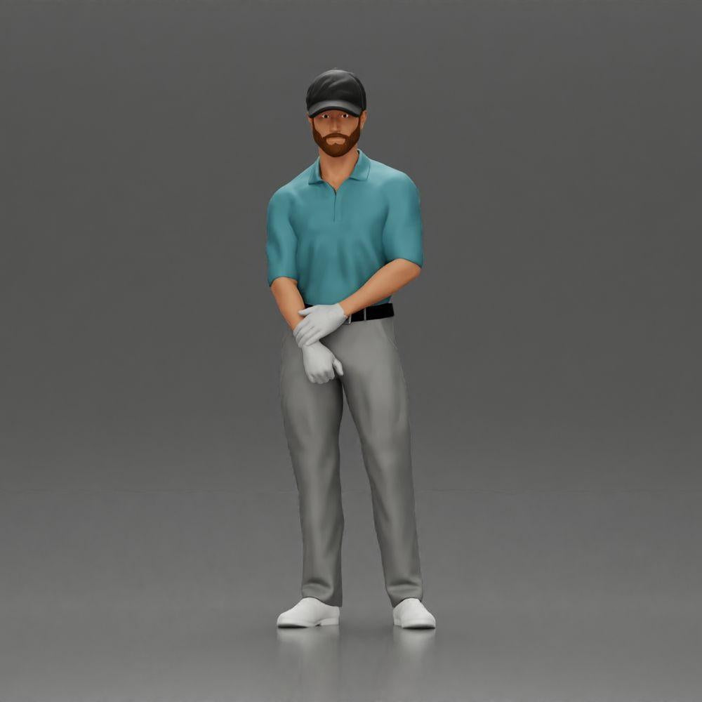 Diorama modélisme photo produit 12 : Figurine de diorama : Miniature golfeur debout avec casquette, gant et club de golf - Figurine de diorama (Réf n° A143)