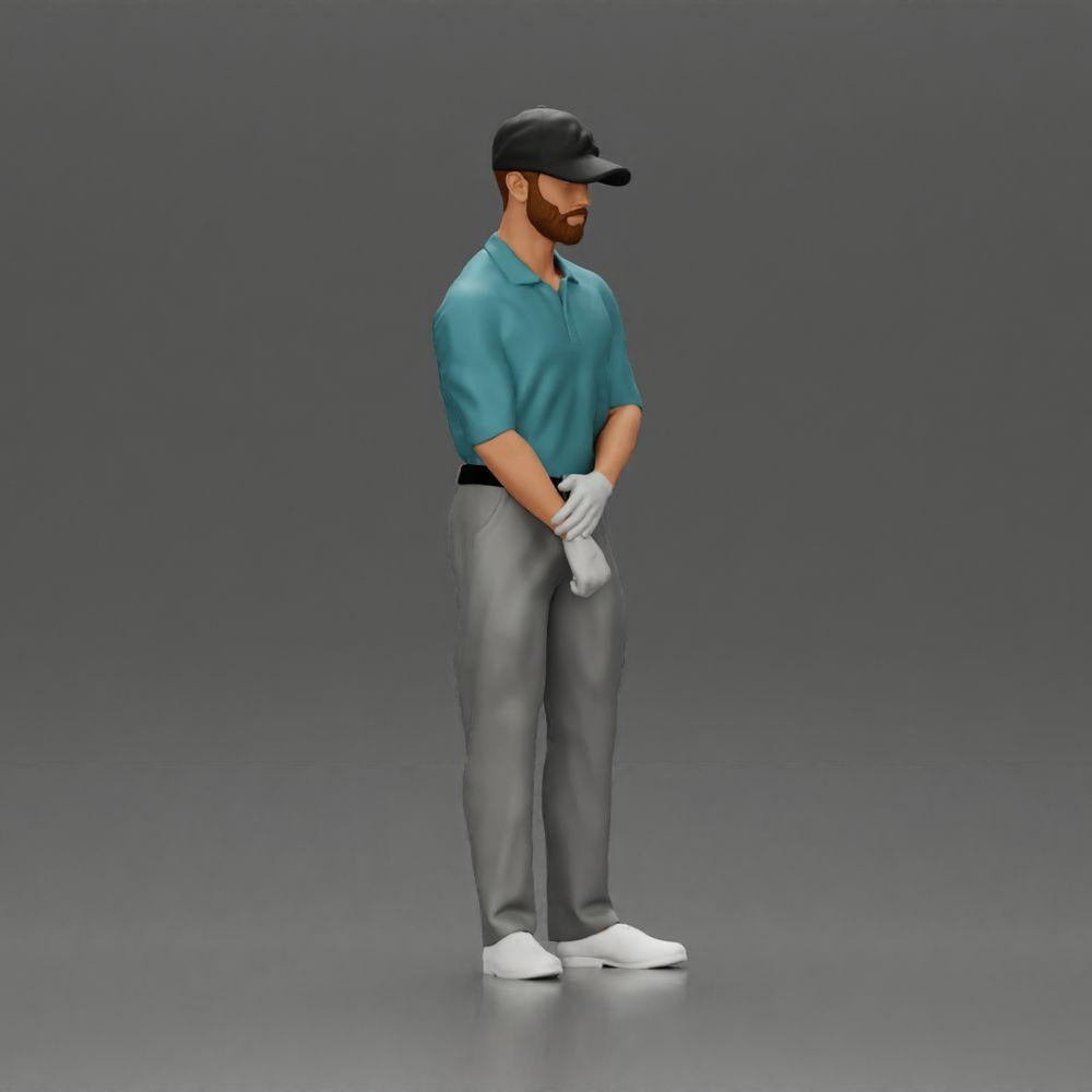 Diorama modélisme photo produit 13 : Figurine de diorama : Miniature golfeur debout avec casquette, gant et club de golf - Figurine de diorama (Ref Nr. A143)
