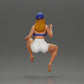Diorama modélisme photo produit 2 : Figurine diorama : Miniature féminine assise, haut bleu et shorts, casquette, pieds nus - pose détendue (Ref Nr. A133)
