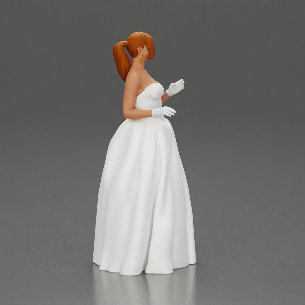 Diorama modélisme photo produit 11 : Figurine diorama : Miniature mariée en robe blanche longue avec bouquet de fleurs (Ref Nr. A132)