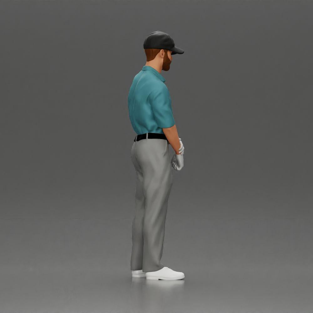 Diorama modélisme photo produit 14 : Figurine diorama : Miniature golfeur debout avec casquette, gant et club de golf - Figurine diorama (Réf n° A143)