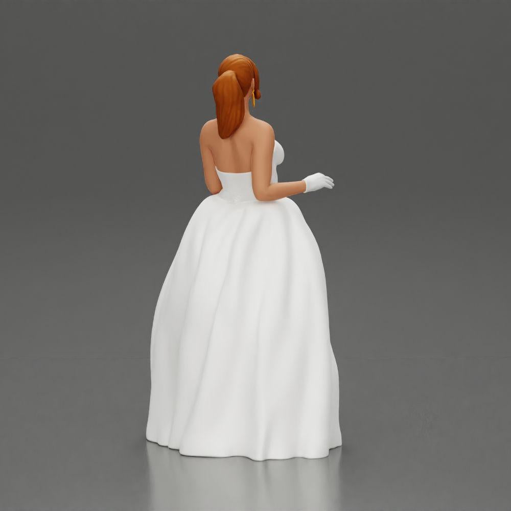 Diorama modélisme photo produit 12 : Figurine diorama : Miniature mariée en robe blanche longue avec bouquet de fleurs (Réf n° A132)