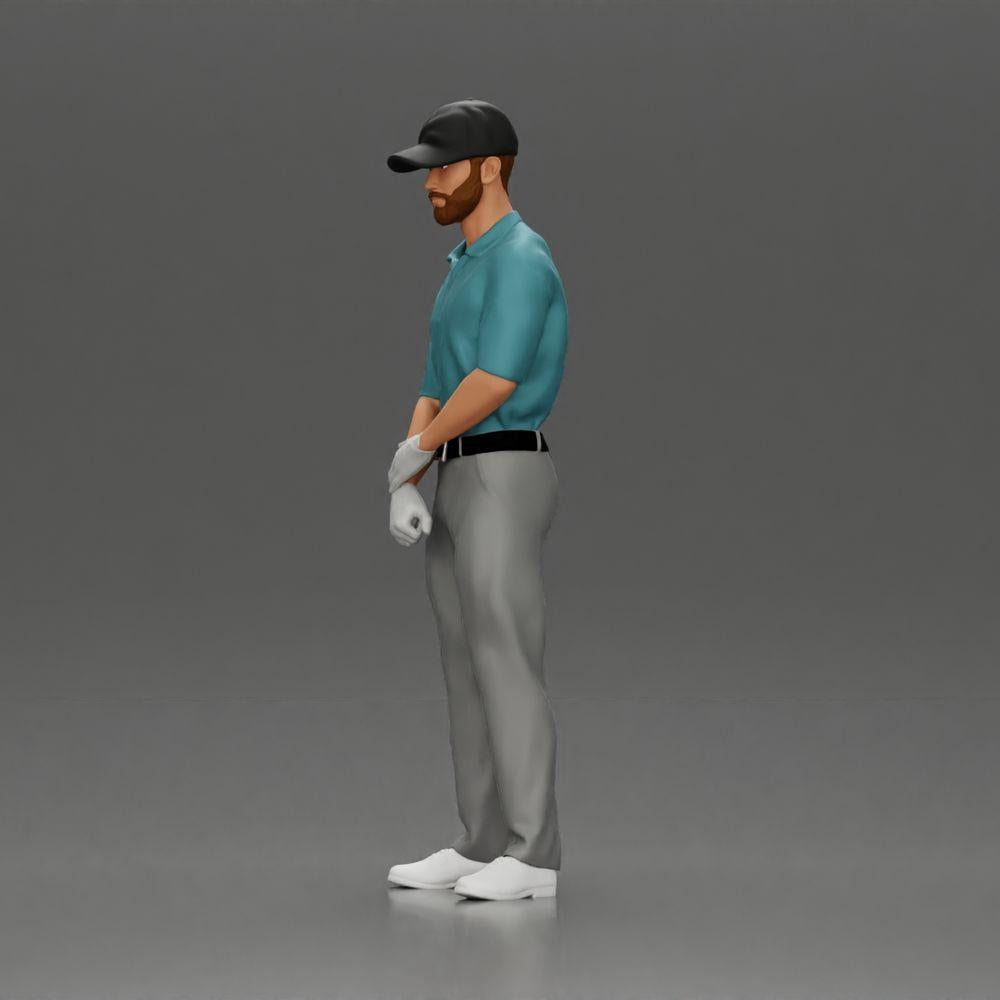Diorama modélisme photo produit 17 : Figurine de diorama : Miniature golfeur debout avec casquette, gant et club de golf - Figurine de diorama (Ref Nr. A143)