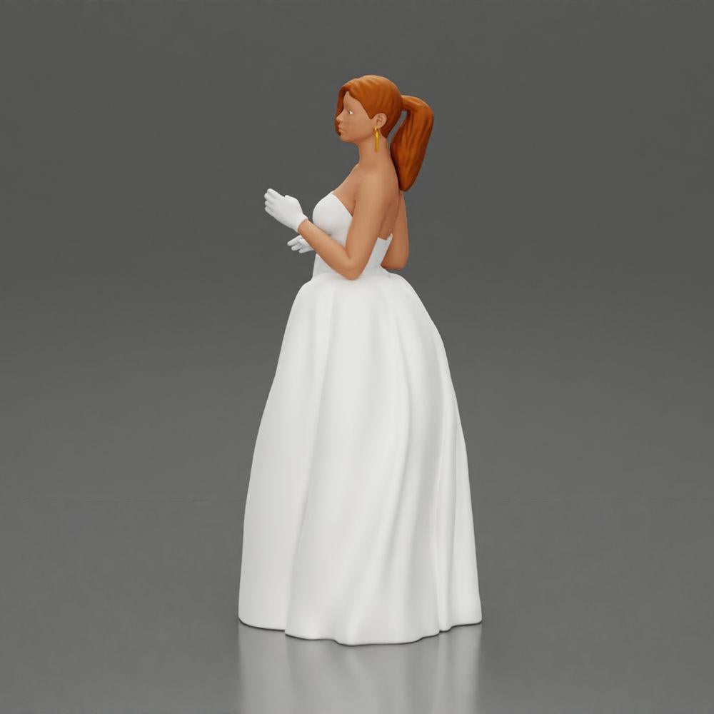 Diorama modélisme photo produit 14 : Figurine diorama : Miniature mariée en robe blanche longue avec bouquet de fleurs (Ref Nr. A132)