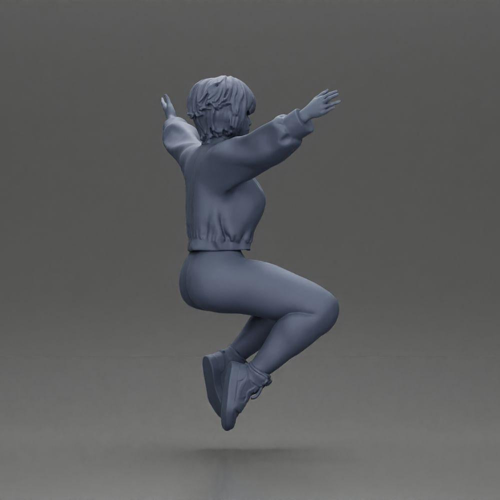 Diorama modélisme photo produit 8 : Figurine miniature - Fille assise avec les bras tendus, vêtements de sport (Ref Nr. A80)