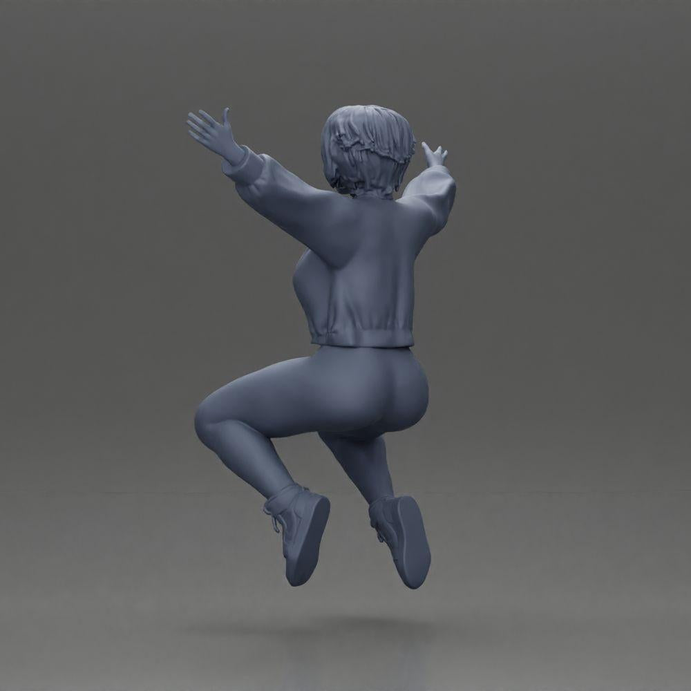 Diorama modélisme photo produit 10 : Figurine miniature - Fille assise avec les bras tendus, vêtements de sport (Ref Nr. A80)