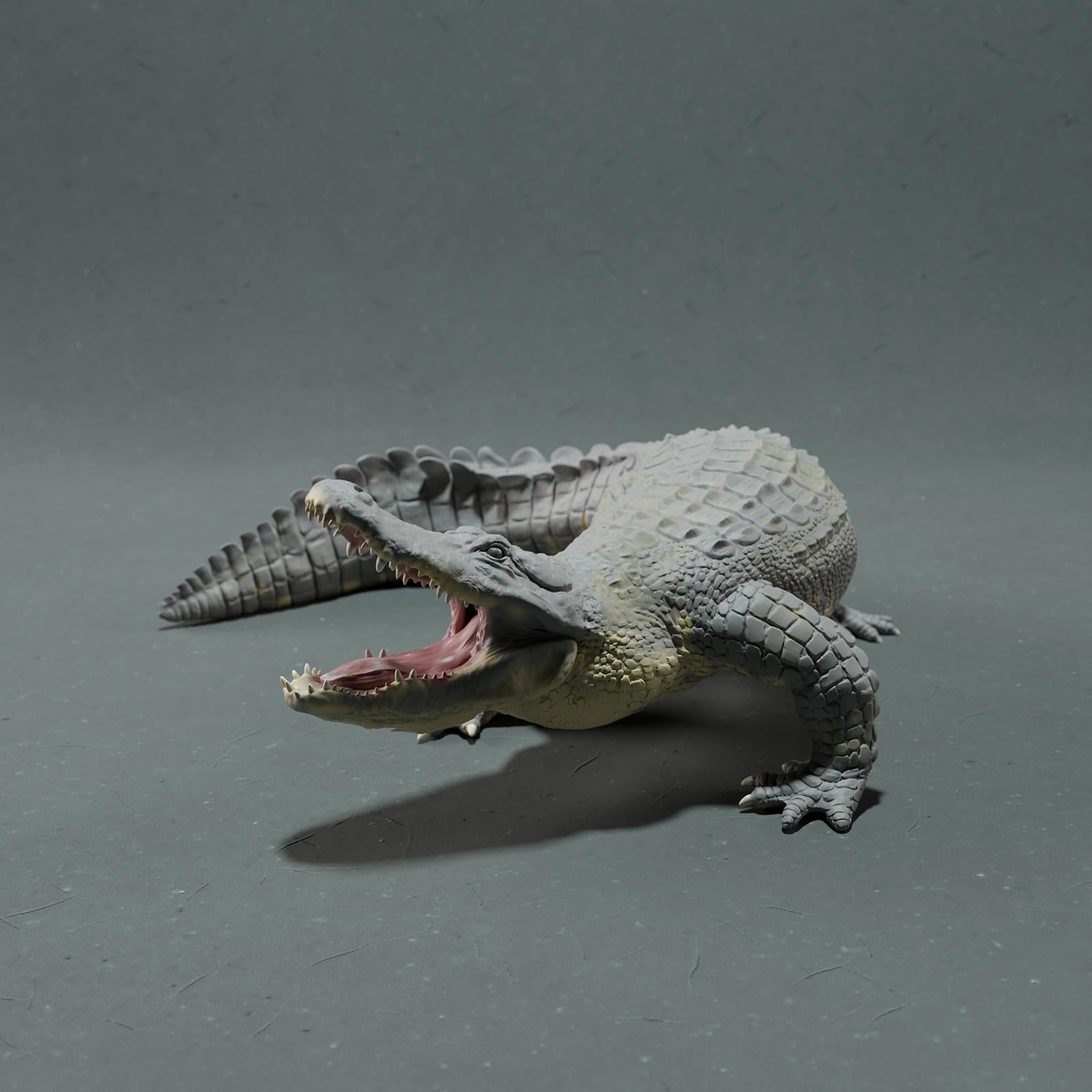 Photo de produit Figurine animale Diorama, Modélisme : 0 : Figurine d'animal sauvage : Alligator américain – Pose d'attaque (Ref 01_01_78)