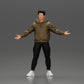 Diorama modélisme photo de produit 0 : Figurine miniature homme asiatique en sweat à capuche, bras levés sur les côtés (Ref Nr. A60)